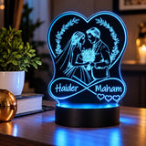 Customized Couple Name Acrylic LED Lamp – Romantic Heart Light & Personalized Gift