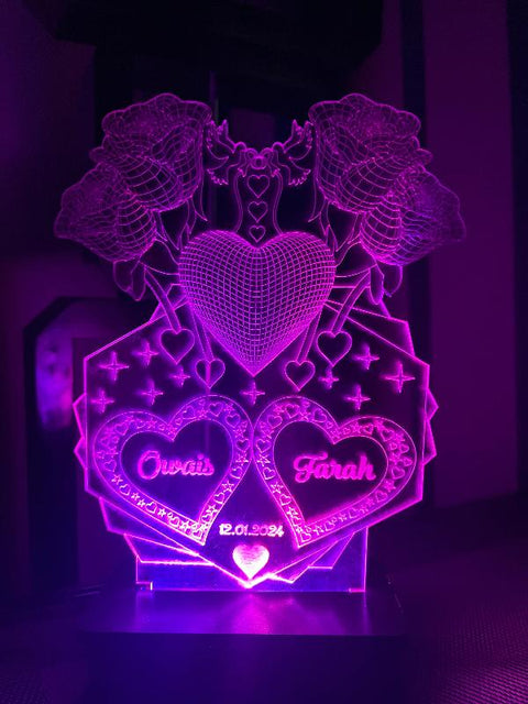 4 Rose Customised Illusion Lamp