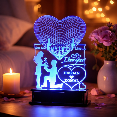 Couple Names Customized Beautiful Multicolor LED Acrylic Lamp
