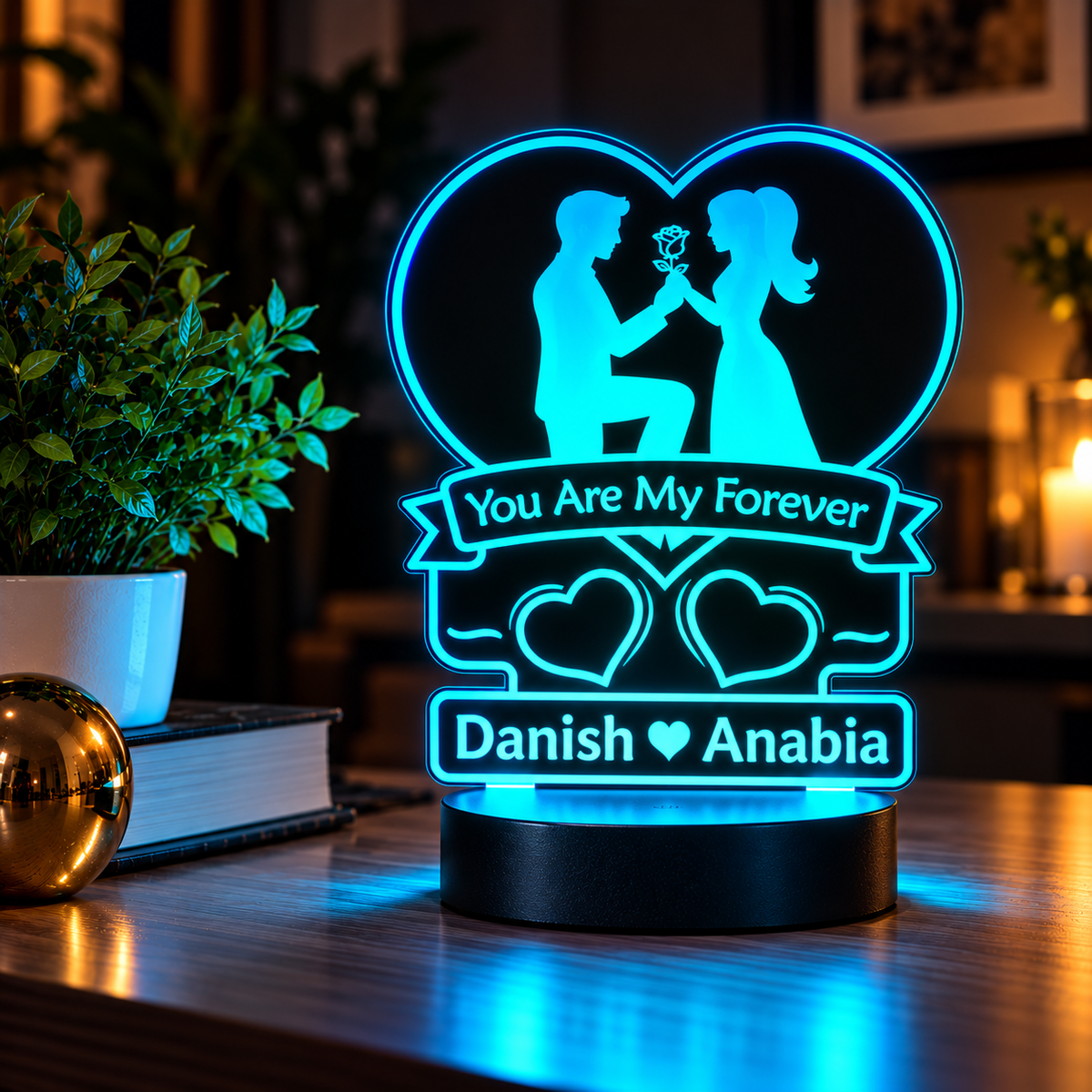 Couple Customized Name 3D Acrylic Multicolor LED Lamp
