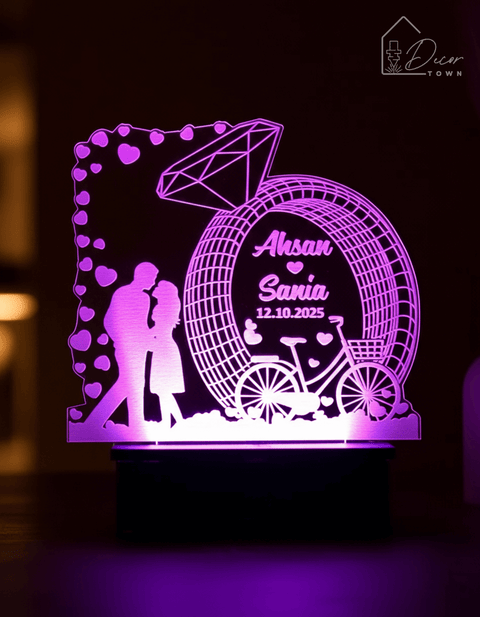 Couple Name Customized Ring LED Lamp