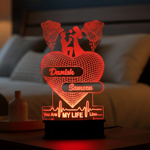 Couples Personalized Lifeline Love LED Custom Name Lamp