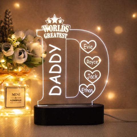 Customize 3d illusion Parents Name Table Lamp