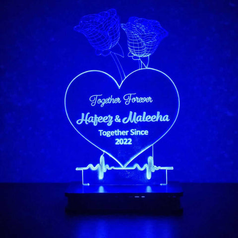 Customize Heart and Flower Shape 3d illusion lamp