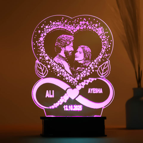 Customized Couple Photo Heart 3D LED Lamp