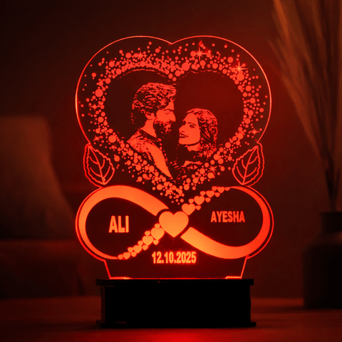 Customized Couple Photo Heart 3D LED Lamp