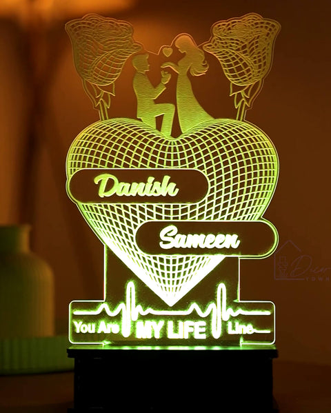 Couples Personalized Lifeline Love LED Custom Name Lamp