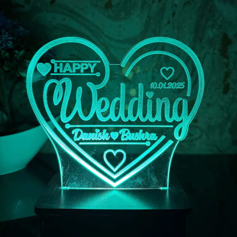 Wedding Heart ,Anniversary Heart, Birthday Heart 3d Customized Name Lamp