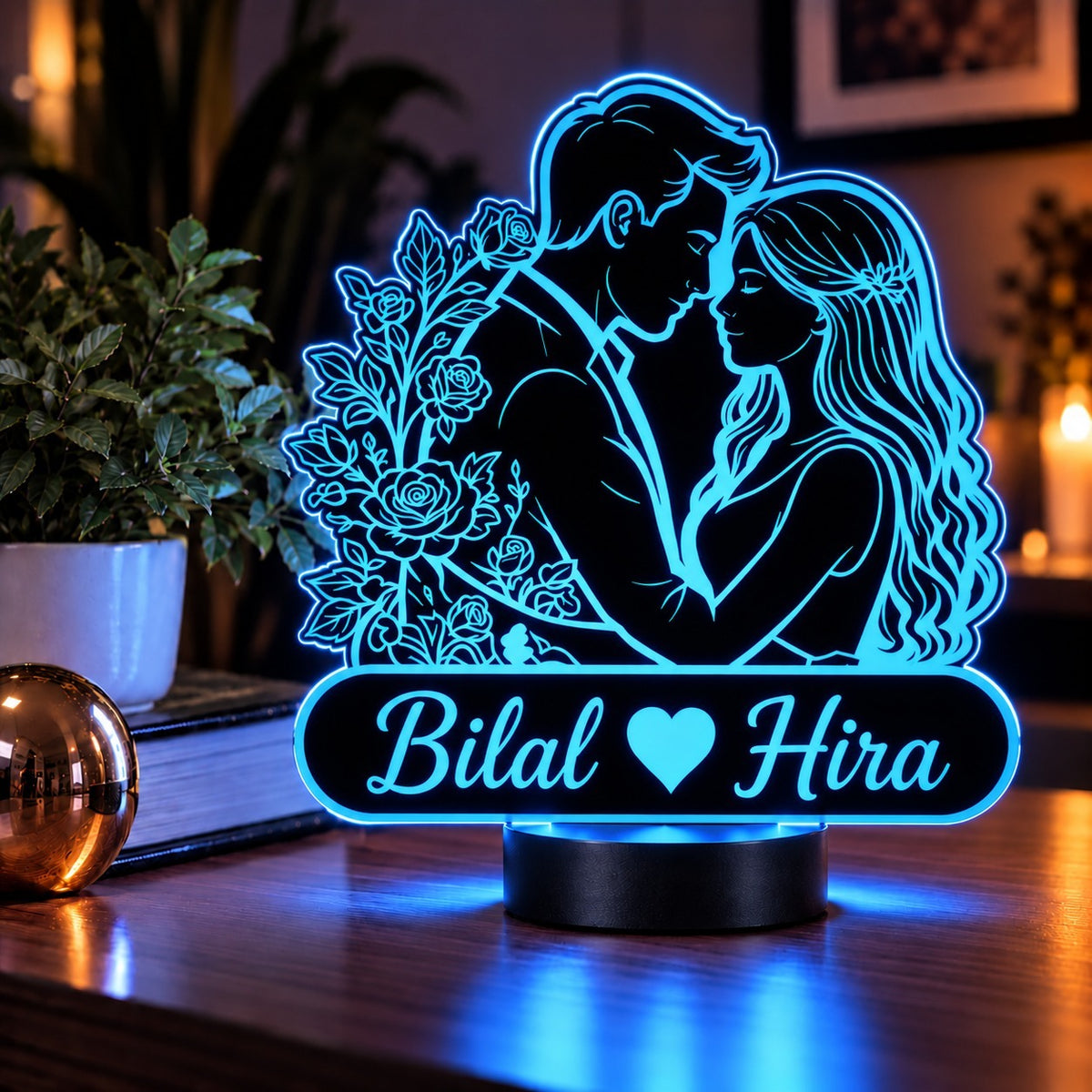 Customized Couple Name Acrylic LED Lamp – Personalized Romantic Multicolor Night Light & Gift for Loved Ones