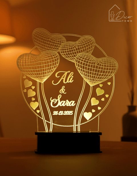 Couple Name Customized Heart 3D LED Lamp